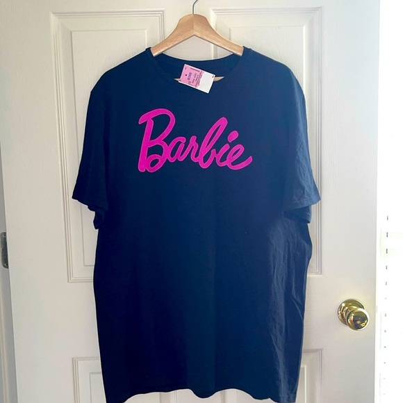 Barbie Tops - Barbie Women Black Pink Name Plate Short Sleeve Tees